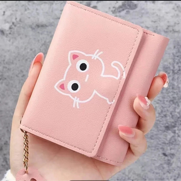 2 LEFT! Pink Leather Cat Print Wallet - Picture 4 of 5